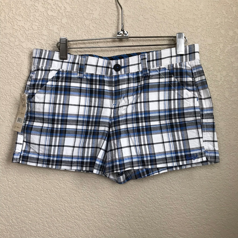 NWT Cruel Girl Blue & White Plaid Shorts Size 1